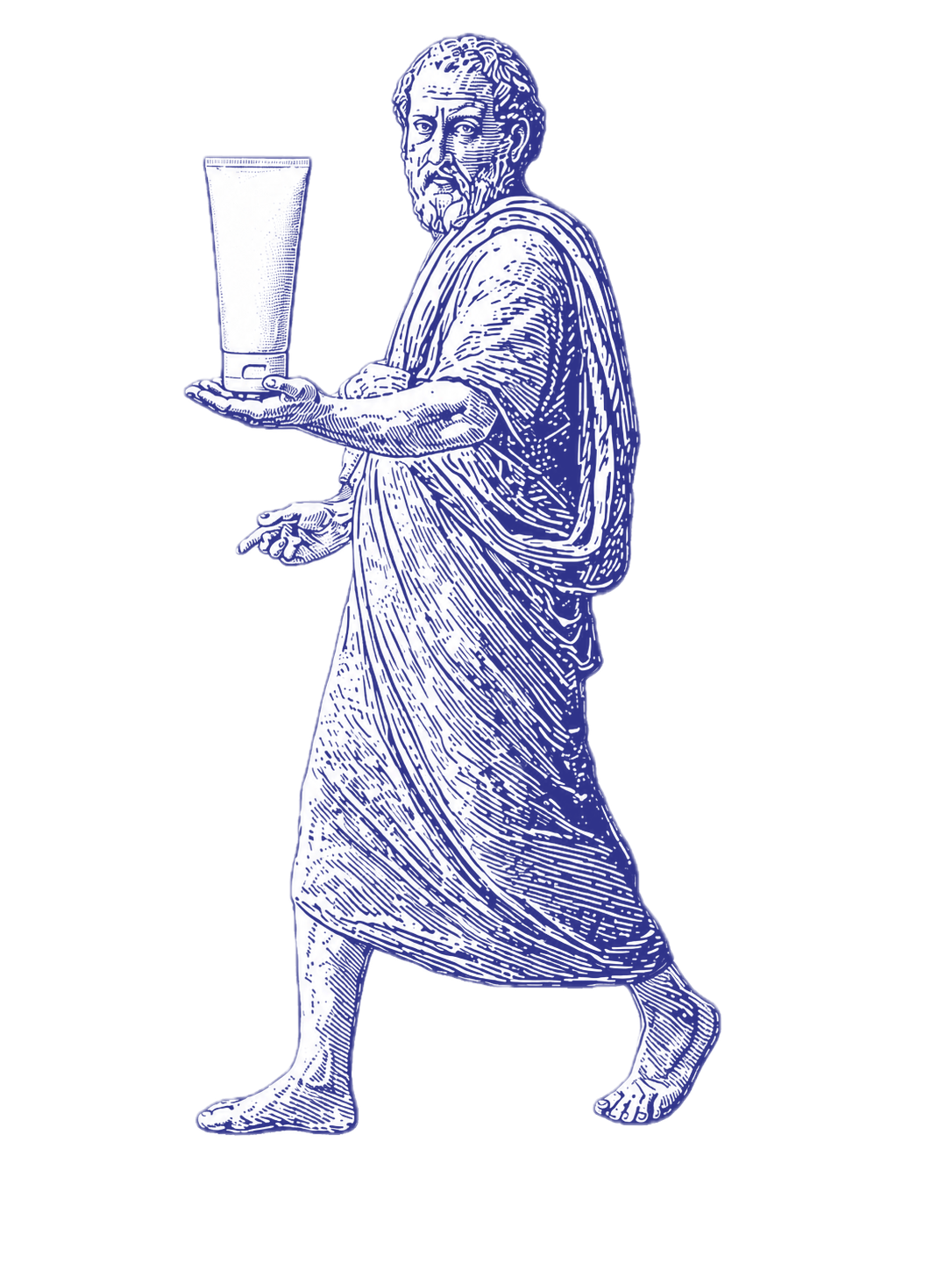 Blue line illustration of a cosmetic tube